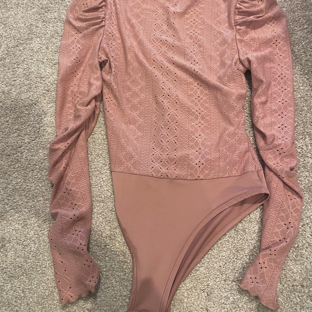 SHEIN Dusty Rose Lace Bodysuit